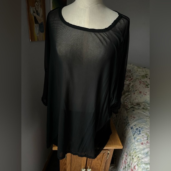 oversized mesh t-shirt boho plus sz US 20 2X EUC - Picture 2 of 11